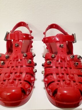 NIB Melissa Possession Sandals, Red Studs, Women's Size 9